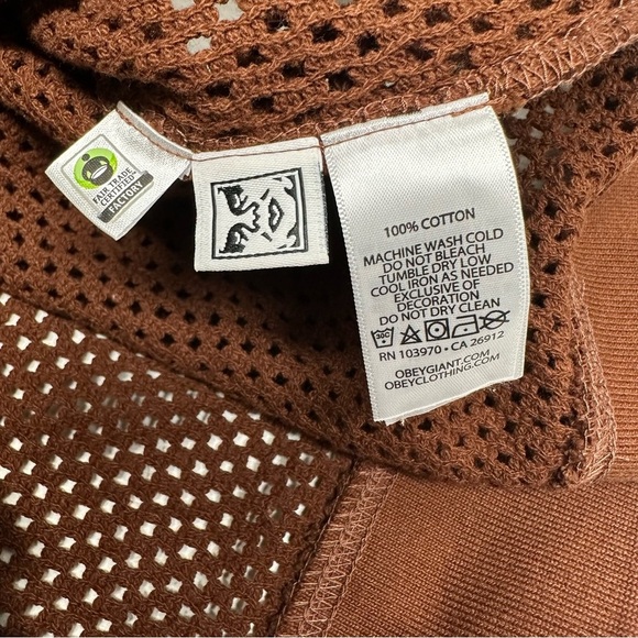 OBEY MESH ZIP Men's Brown Polo Shirt SIZE M - Picture 8 of 9